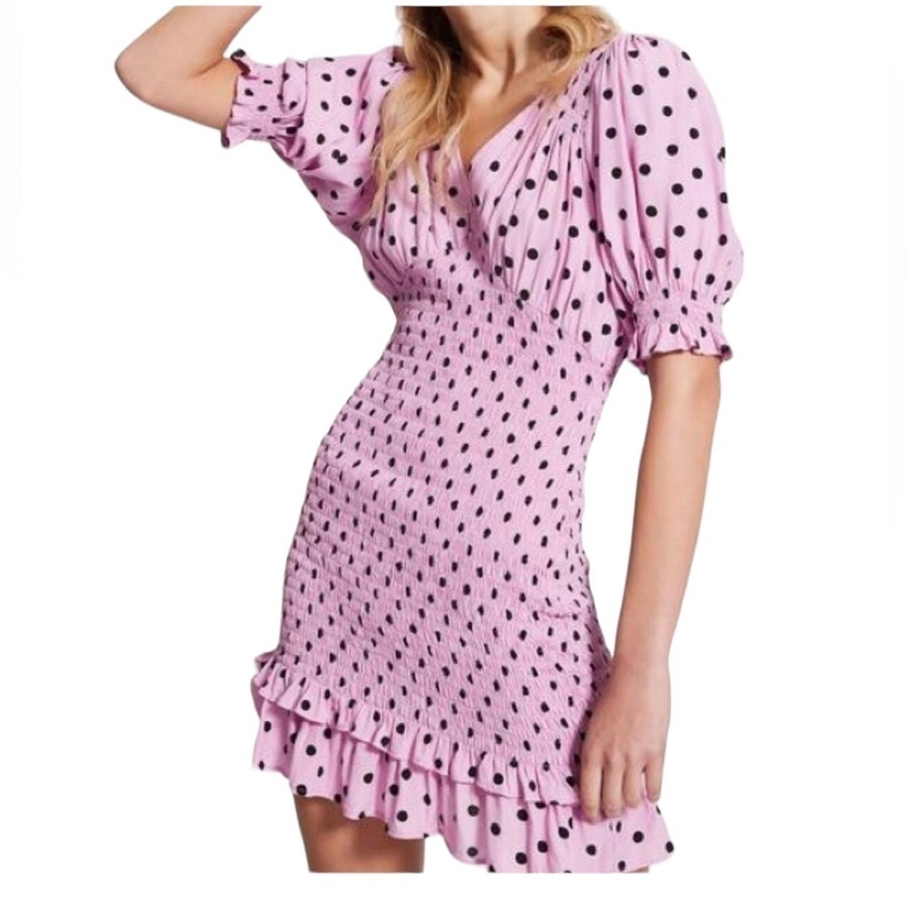 Faithful The Brand Dress Margherita Mini Pink Black Polka Dot Size 4 Small - Picture 12 of 12